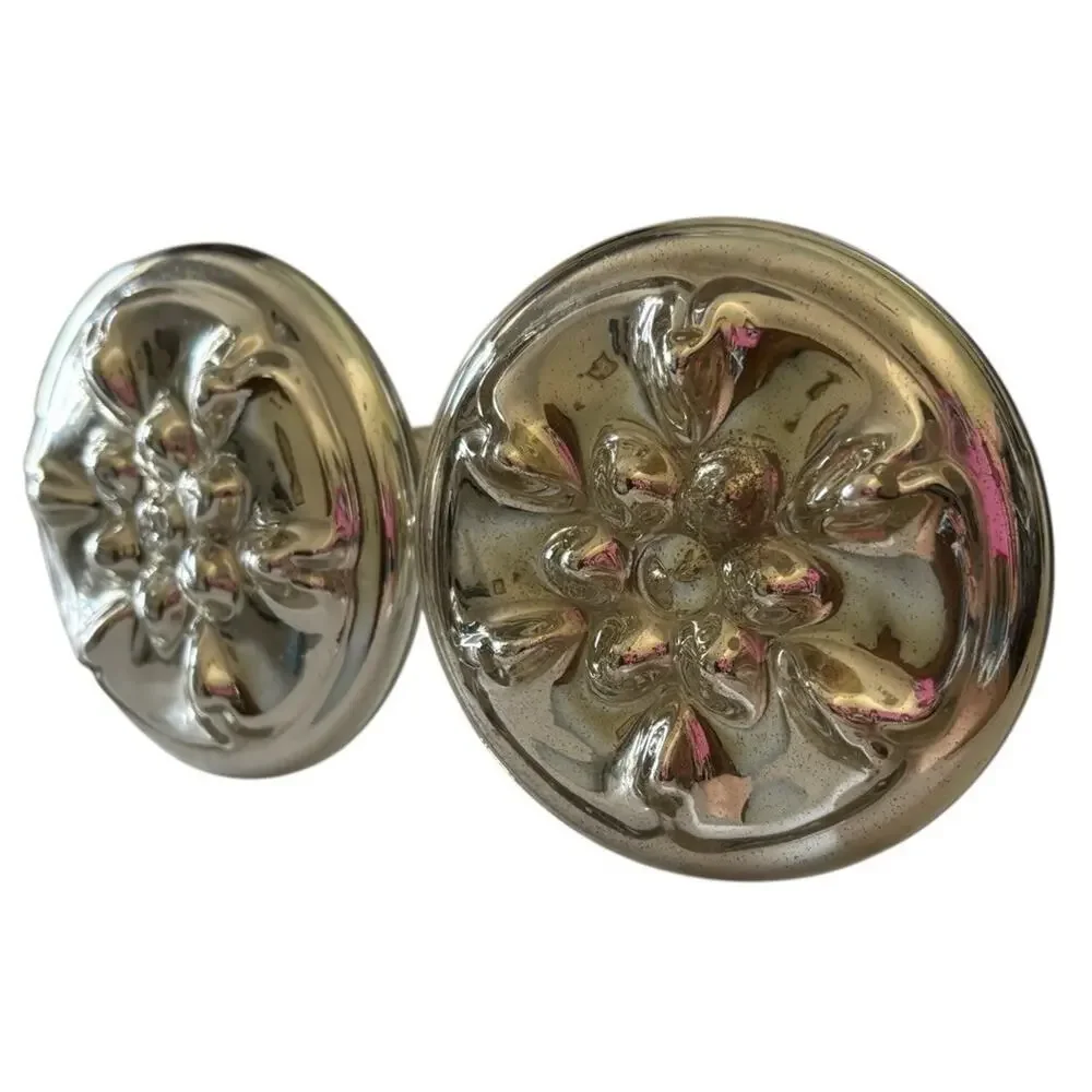 Antique Victorian Mercury Glass Floral Design Pair Of Two Curtain Tiebacks
